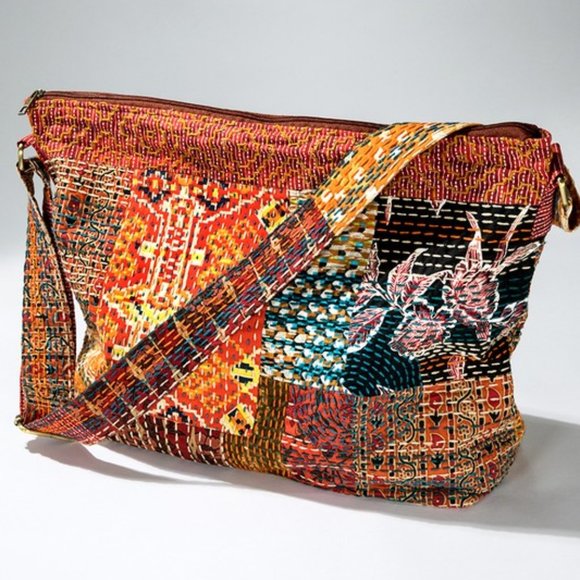 Boho Chic - Hand Stitched Patchwork Shoulder Bag - Fully Lined - Bohemian Style - Picture 2 of 12